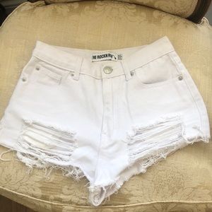 White jean shorts